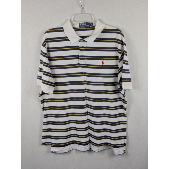 Polo by Ralph Lauren Other - Polo Ralph Lauren Striped Polo Shirt White/Navy/Yellow Men's Size XL